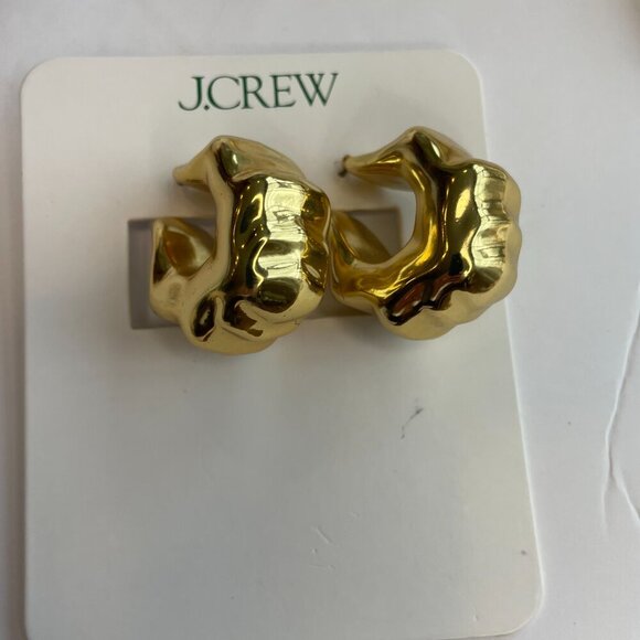 J. Crew Wm's One Size Lightweight Sculpted Hoop Statement Earrings  in Gold #25 - Picture 1 of 5